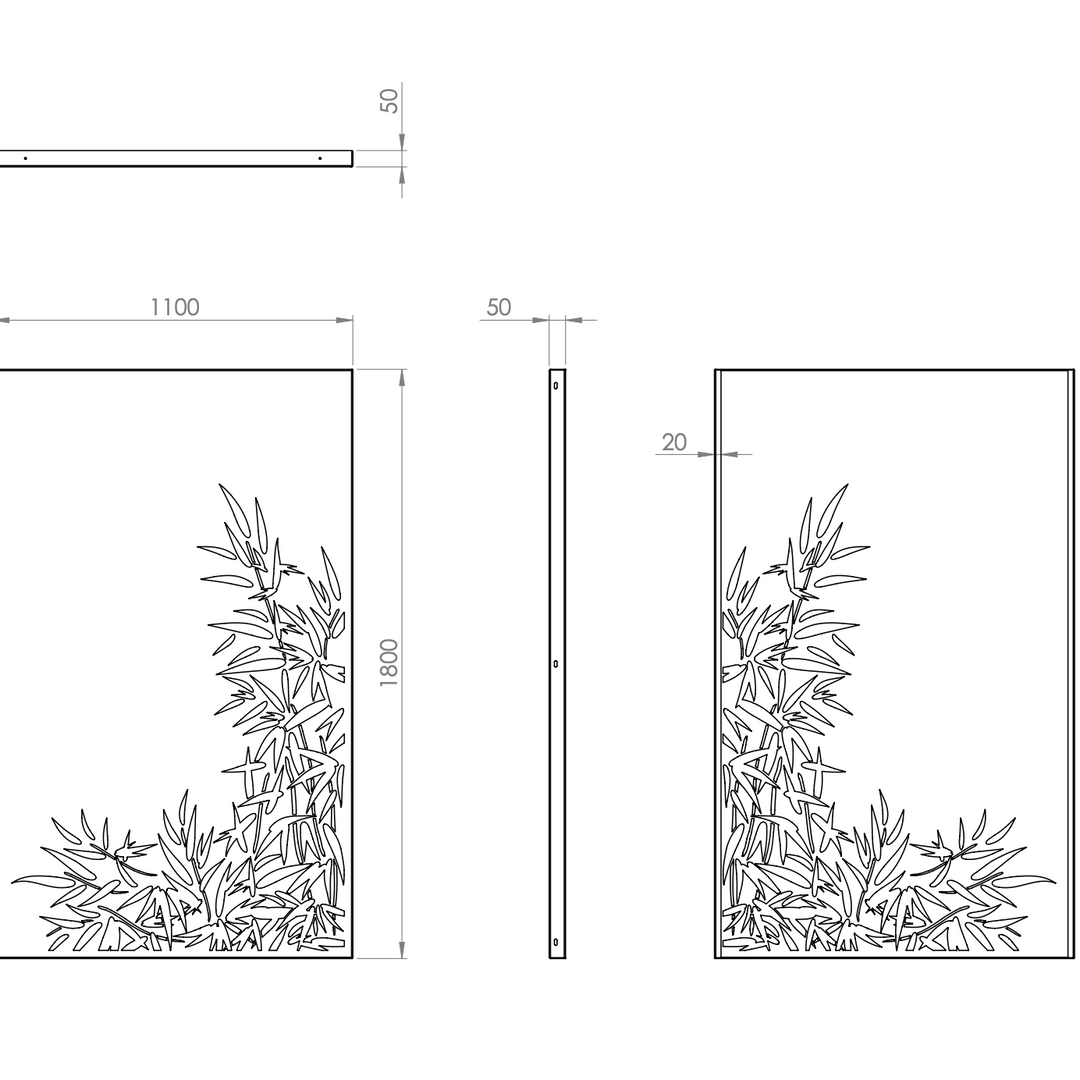 Cortenstahlzaun mit Ausschnitt: Blatt 3