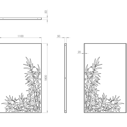 Cortenstahlzaun mit Ausschnitt: Blatt 3