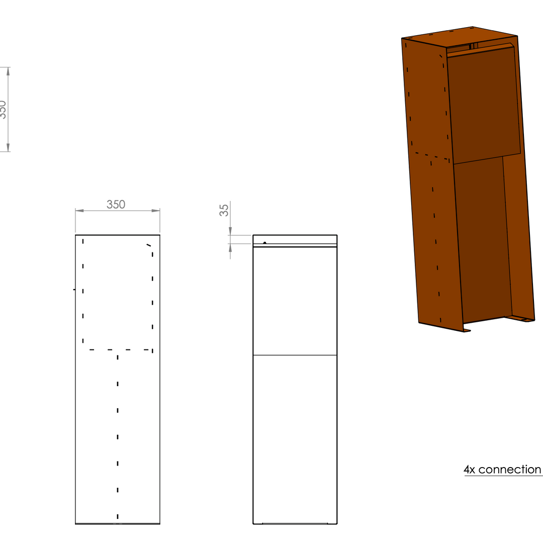 Briefkasten aus Cortenstahl, Design