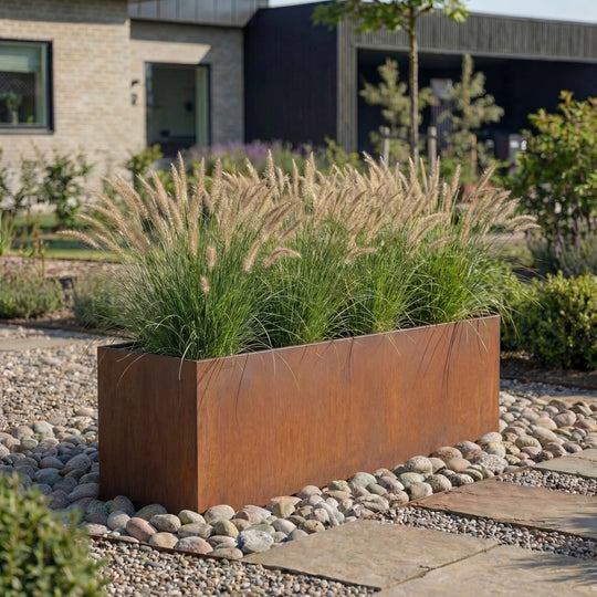 Maßgeschneiderte Bestellung: Hochbeete ohne Boden aus 6mm Cortenstahl - exklusives Modell