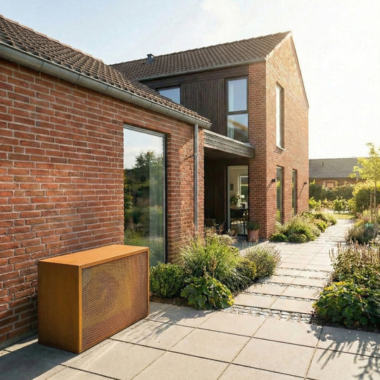 Wärmepumpenabdeckung aus Cortenstahl