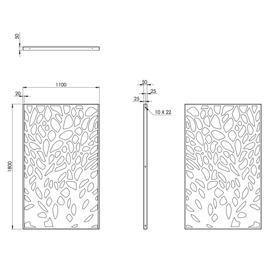 Cortenstahlzaun mit Ausschnitt: Abstrakt 6