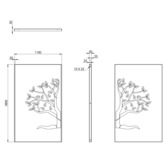 Cortenstahlzaun mit Ausschnitt: Holz 4