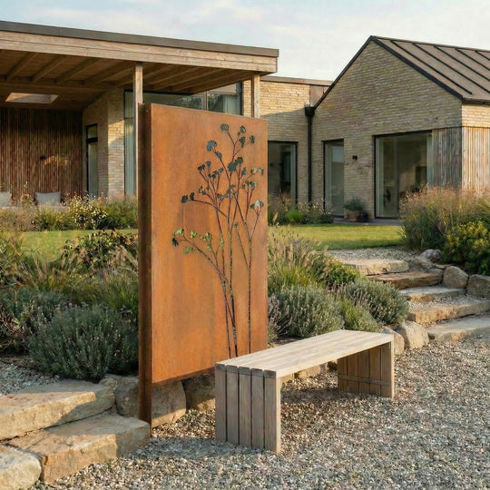 Cortenstahlzaun mit Ausschnitt: Baumwolle