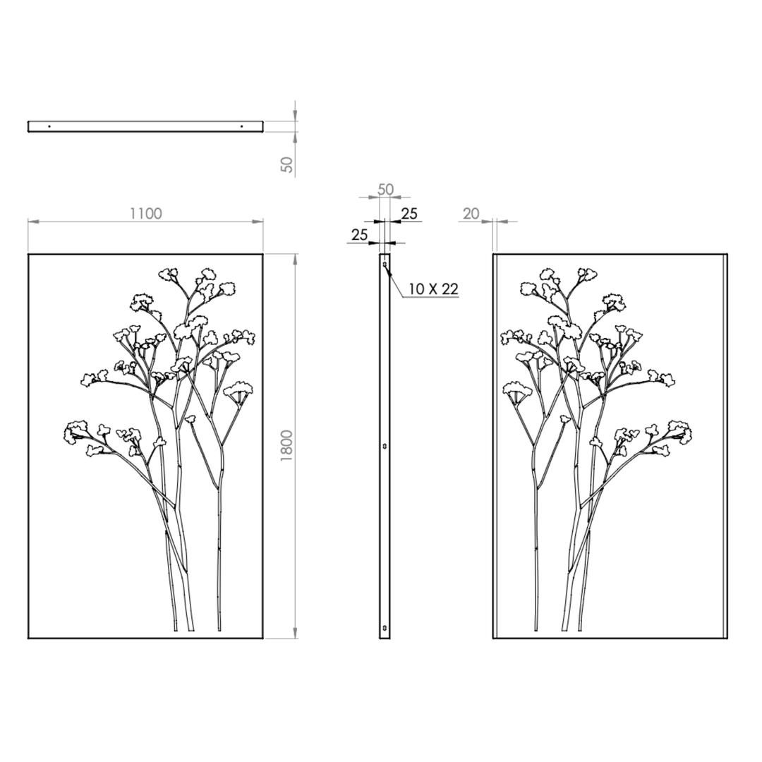 Cortenstahlzaun mit Ausschnitt: Baumwolle
