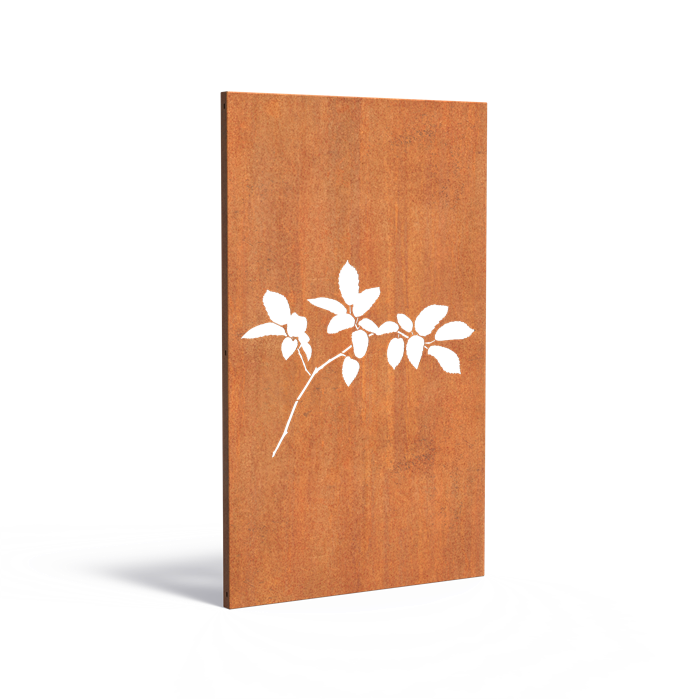 Cortenstahlzaun mit Ausschnitt: Blatt 3