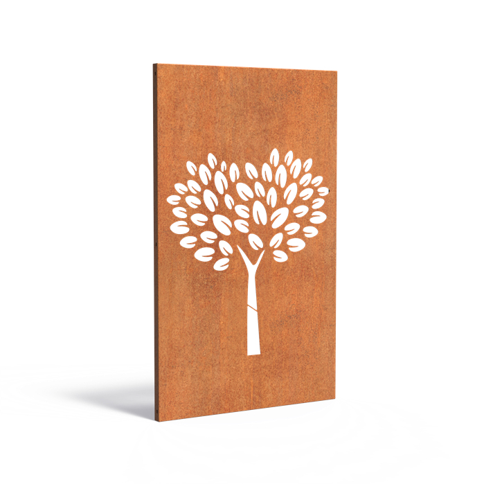 Cortenstahlzaun mit Ausschnitt: Holz 2