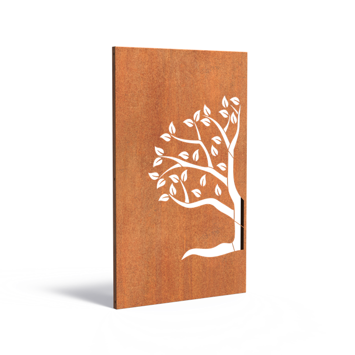 Cortenstahlzaun mit Ausschnitt: Holz 4