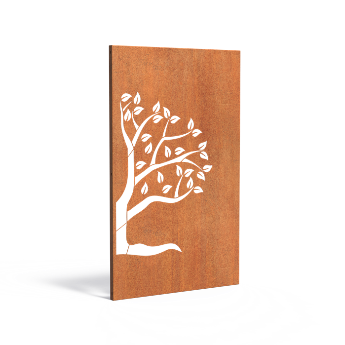 Cortenstahlzaun mit Ausschnitt: Holz 5