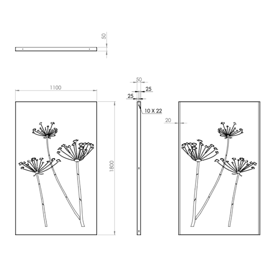 Cortenstahlzaun mit Ausschnitt: Wildblumen