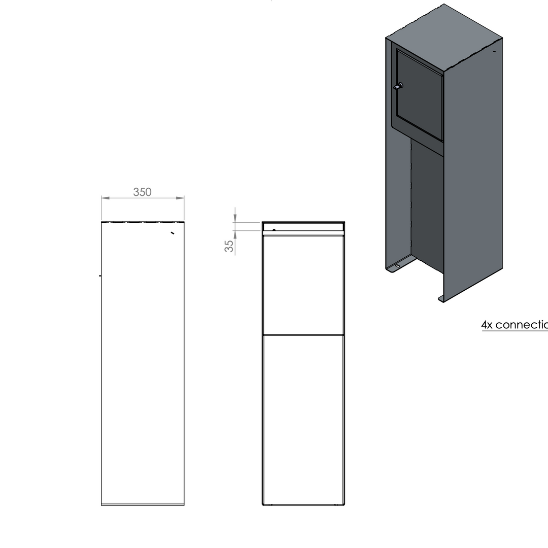 Briefkasten aus lackiertem Stahl, Design