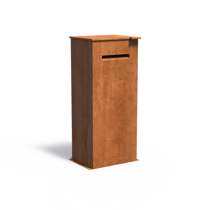 Briefkasten aus Cortenstahl - Briefe und Pakete Modell
