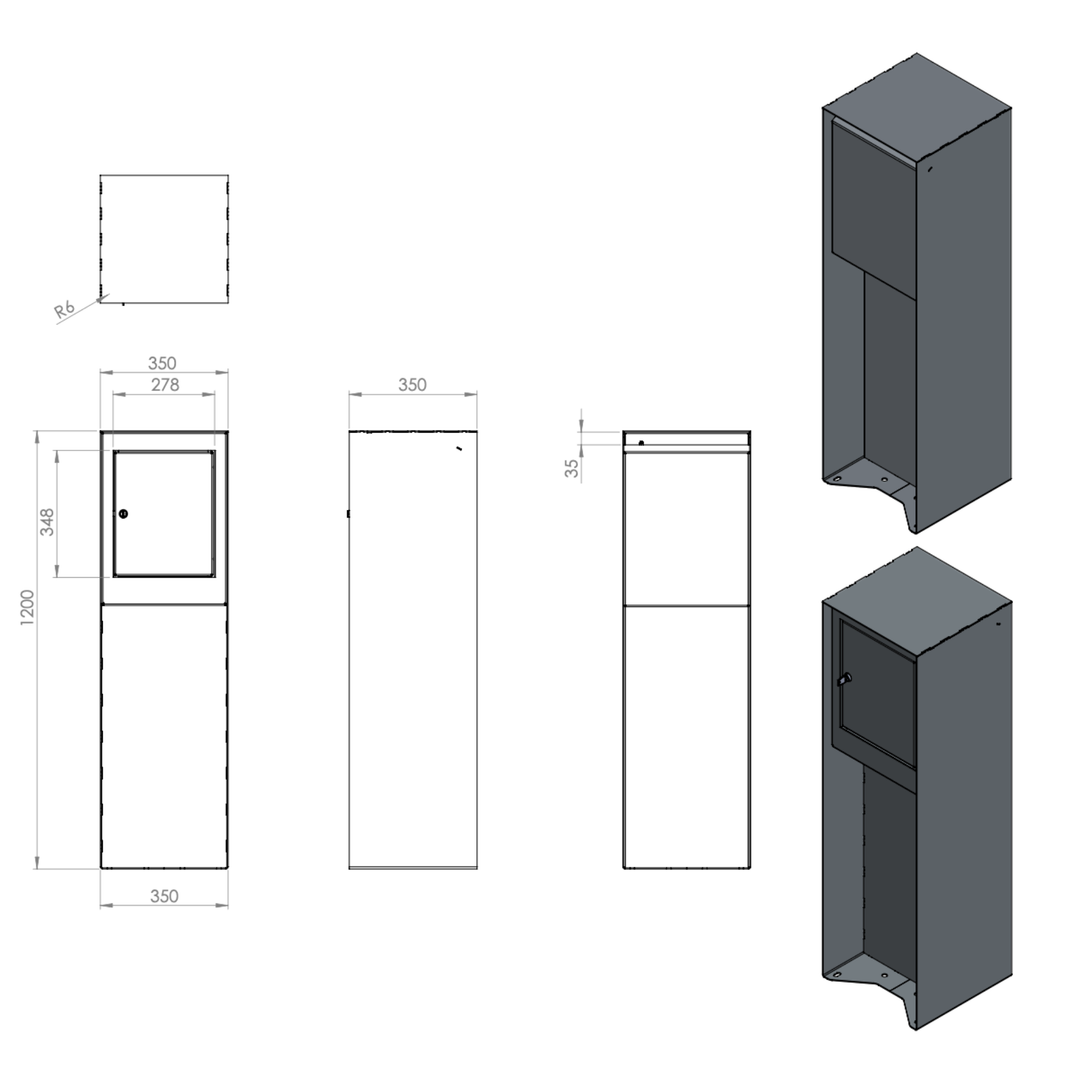 Briefkasten aus lackiertem Stahl - Design Modell