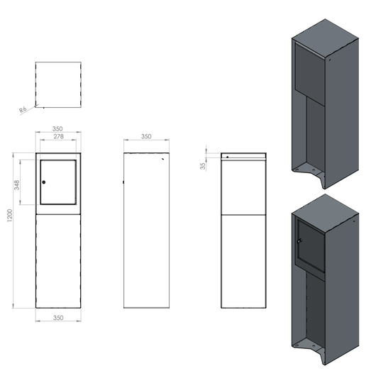 Briefkasten aus lackiertem Stahl - Design Modell